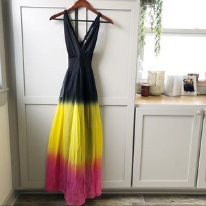 Donna Morgan Maxi Dress in Pink Yellow Black
